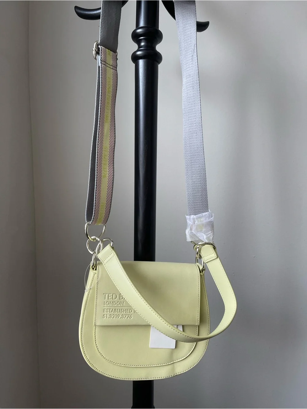 Ted Baker Darcell Logo Embossed Leather Crossbody Satchel with Striped Strap Bag